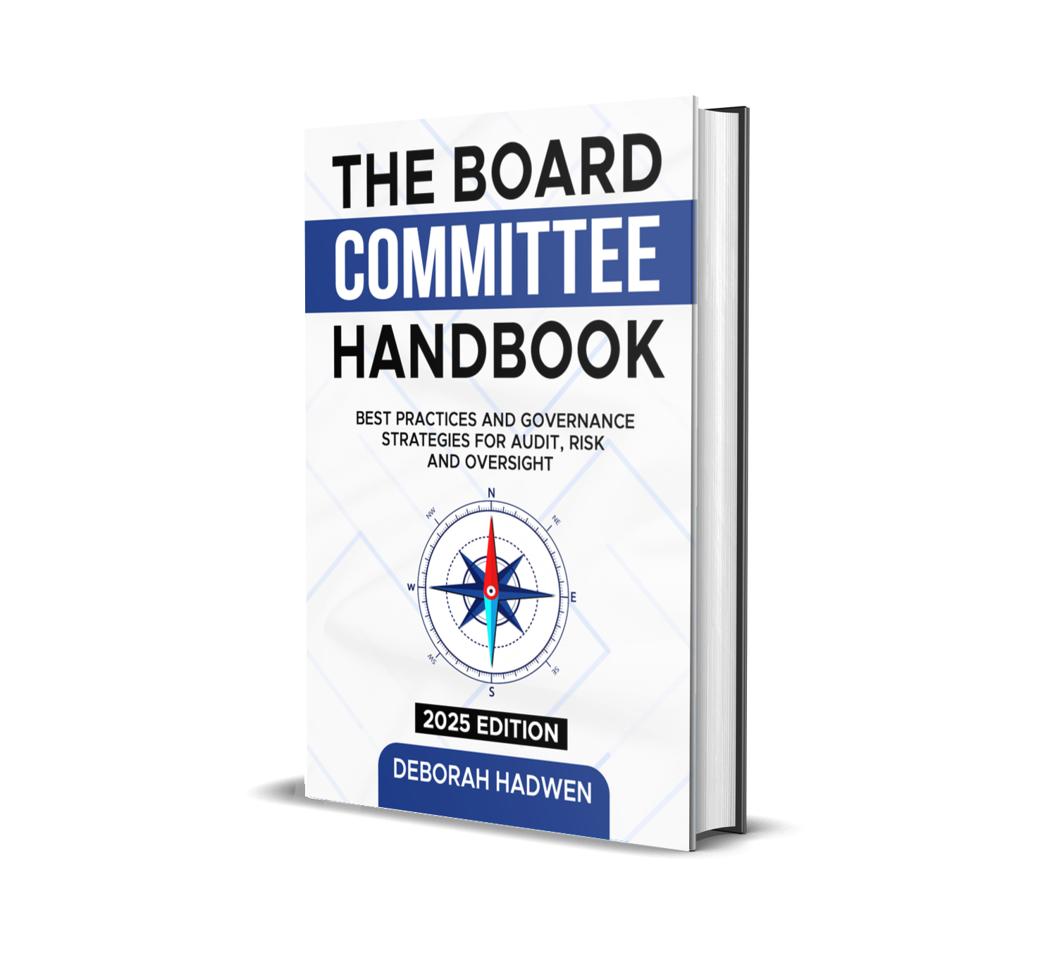 Standing paperback mockup of The Board Committee Handbook by Deborah Hadwen.